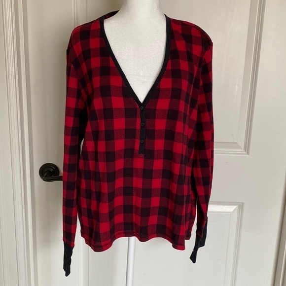 Victoria Secret Buffalo Check Nightshirt womens Thermal waffle knit Size XXL. - Picture 1 of 9